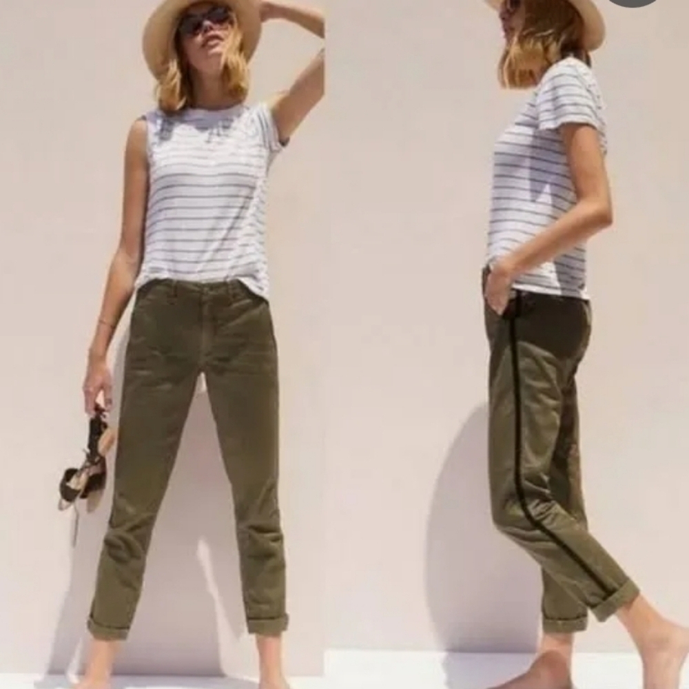 Anthropologie Chino Pants Straight Leg Velvet side stripe Relaxed Pants